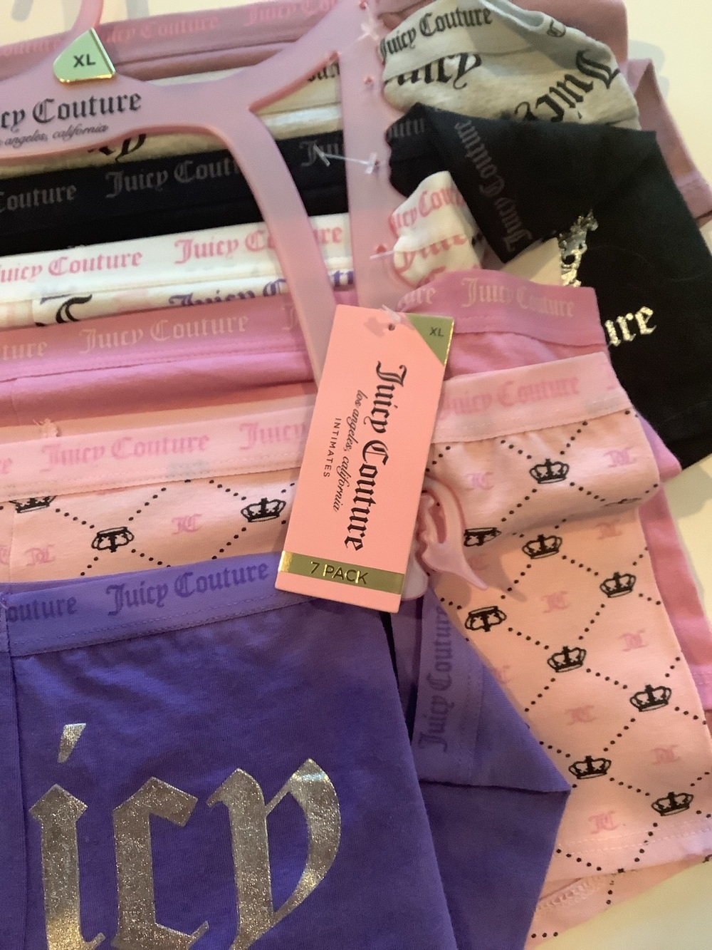 Juicy Couture Logo Boy Short Panty Underwear 7 Pack XL New - Picture 4 of 9